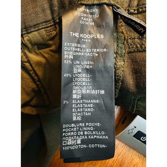 The Kooples Studded Kaki Linen Belted Jumpsuit Size 1 French Brand True To Size - Picture 13 of 15